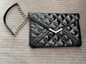 Express Quilted Envelope Clutch Wristlet Bag Black